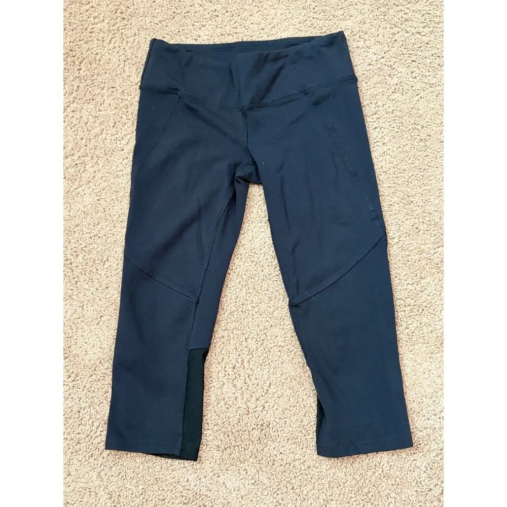 Alo Yoga Black Capri Leggings Mesh Panel Womens Size Small Athletic